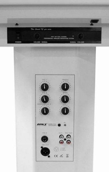 Pupitre de conférence blanc 60 watts, 2 micros sans fil